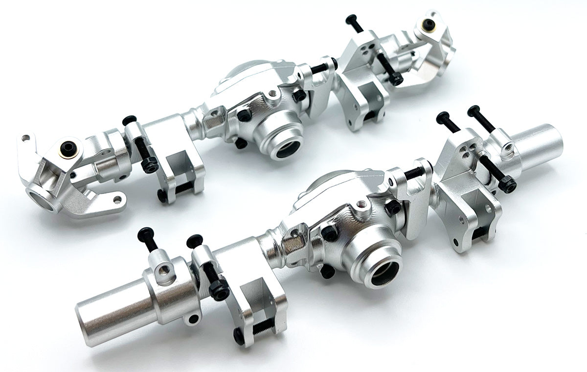 エンハイドロ セットC Silver Aluminum Axle Housing Set, Front & Rear for CEN F450