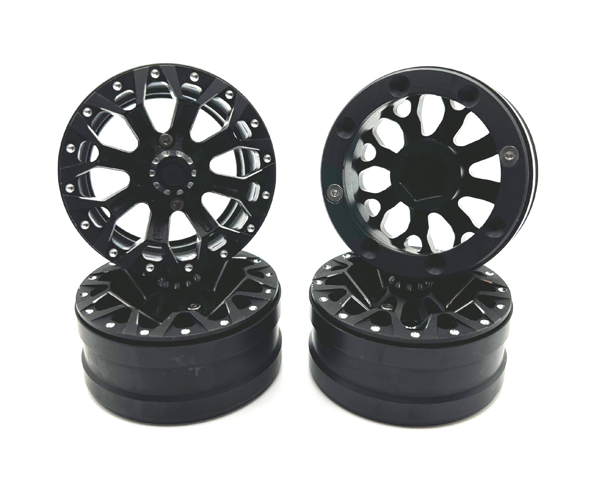 1.9" Aluminum Beadlock Rims (4pcs) Y Pattern, Black — Racers Edge RC