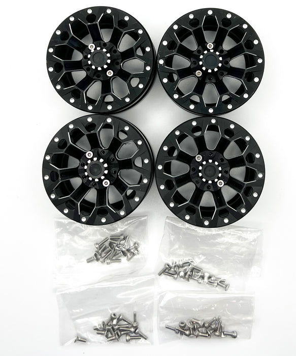3463 - 1.9" Aluminum Beadlock Rims (4pcs) Y Pattern, Black